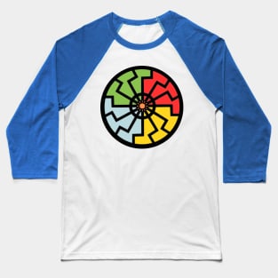 Colored Sun Wheel Symbol Baseball T-Shirt